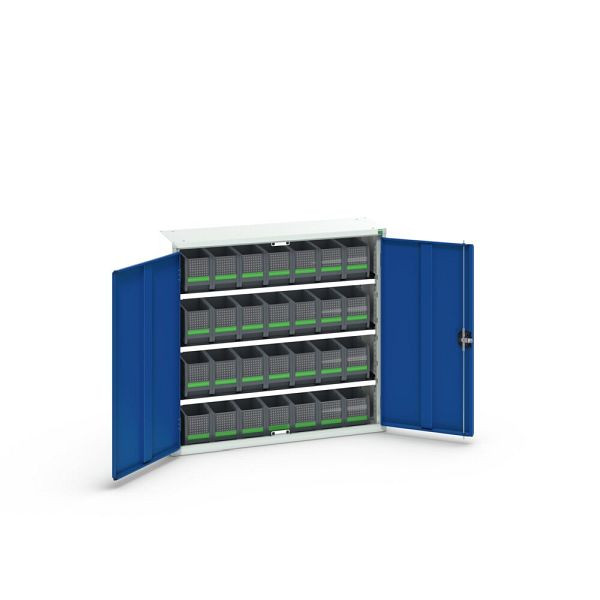 bott verso Magazinschrank, mit 3 Fachböden und 28 bottBoxen, BxTxH: 1050x350x1000mm, Enzianblau, 16926506.11