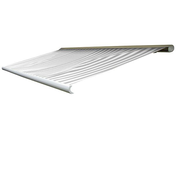 Mendler Ersatz-Bezug für Markise T123, Vollkassette Ersatzbezug Sonnenschutz 4,5x3m, Polyester grau-weiß, 76531