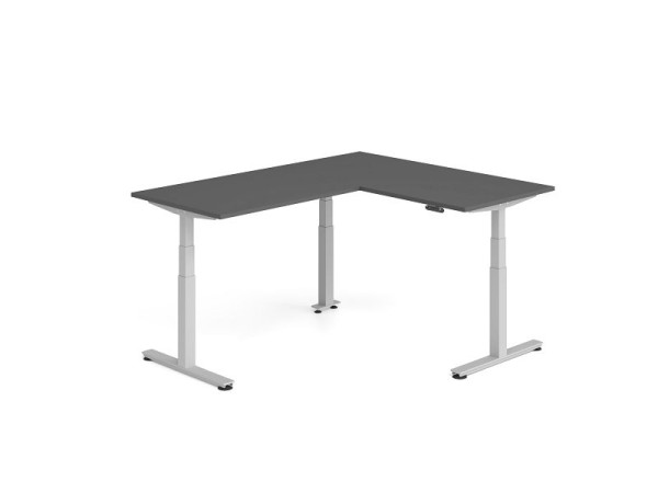 Hammerbacher Sitz-Steh-Winkeltisch 200x160cm Graphit/Silber, VXDSMW1612/G/S