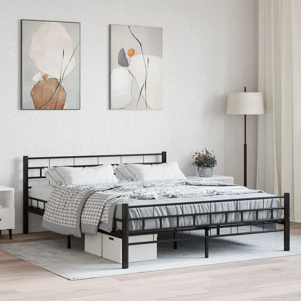 vidaXL Bettgestell Schwarz Stahl 160x200 cm, Material: Stahlrahmen & Sperrholzlatten, 285279
