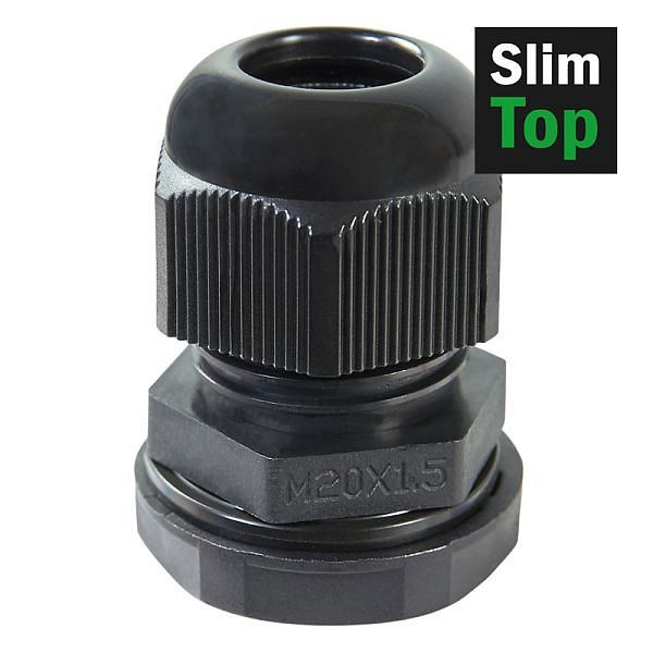 Haupa Kabelverschraubung IP68 M12 schwarz, Slim Top, VE: 10 Stück, 250120