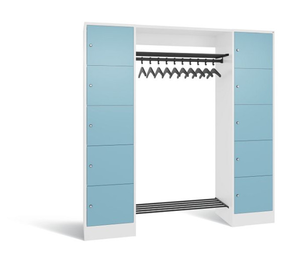 C+P Garderobe Serie 8070, H1950xB1870xT480 mm, Weiß/Horizontblau, 82710-00 S10418