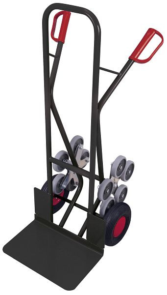 VARIOfit Treppenkarre mit 2 fünfarmigen Radsternen, Außenmaß: 610 x 725 x 1.310 mm, RAL 7016 anthrazitgrau, Radsatz: Luftbereifung, sk-710.209/AG