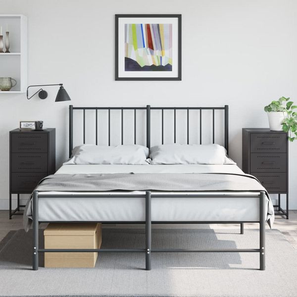 vidaXL Nachttische 2 Stück Schwarz 36x39x78 cm Stahl, 846579