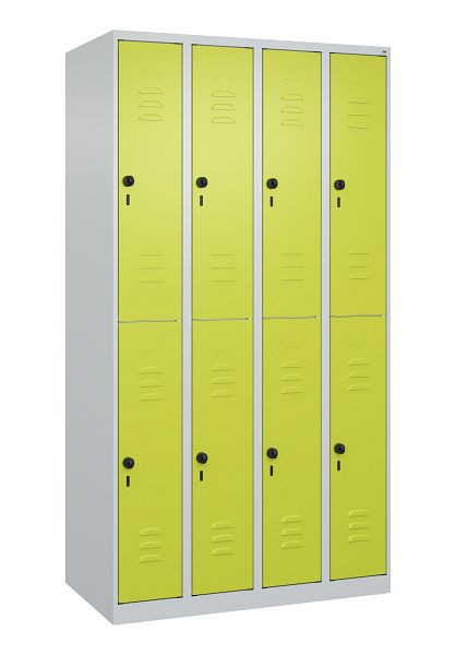 C+P Doppelstöckiger Spind Classic PLUS, 4 Abteile, 1850x1000x500mm, 7035/0024, Drehriegel, 080300-49 S10009