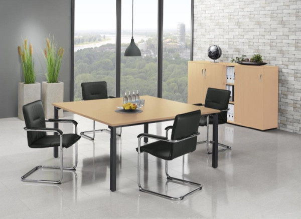 Deskin Konferenztisch System MODUL, Ahorndekor, 1200 x 1200 x 650 mm, Gestell: Schwarz RAL 9005, 348157