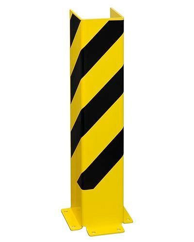 DENIOS Anfahrschutz-Winkel aus Stahl, U-Profil, Höhe 800 mm, Stärke 6 mm, gelb/schwarz, 240900