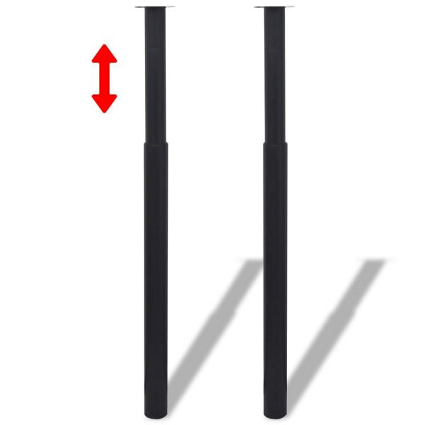 vidaXL 2 x Teleskopfuß Tischfuß Stützfuß Tischbein Schwarz 710 mm-1100 mm, 242153