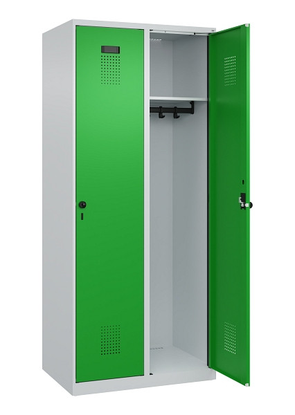 C+P Spind Evolo PLUS, 2 Abteile, 1850x800x500mm, 7035/6037, Verschluss Drehriegel, Ablageböden 2, 049000-22 S10011