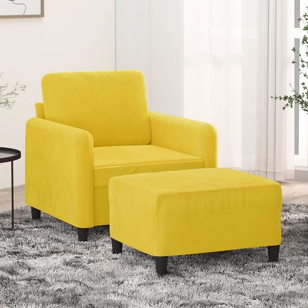 vidaXL Sessel mit Hocker Gelb 60 cm Samt, 3201170, 8721012061378