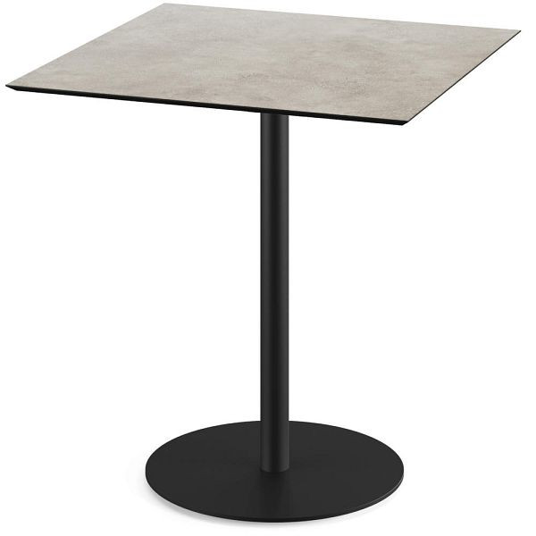 Deskin Cafeteriatisch IBIZA PRO, Gestell, Stahl Schwarz RAL 9005, Tischplatte, Farbe steingrau, 359219