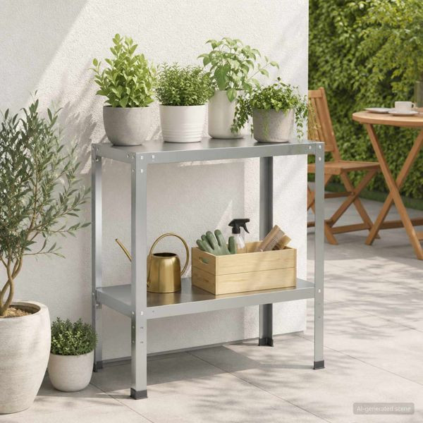 vidaXL Pflanztisch 60 x 40 x 80 cm Verzinkter Stahl Silber, 8014874