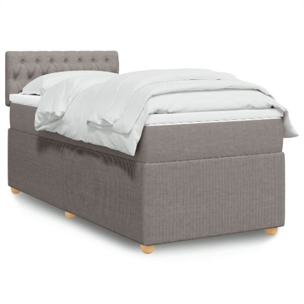 vidaXL Boxspringbett mit Matratze Taupe 90x190 cm Stoff, 3289622