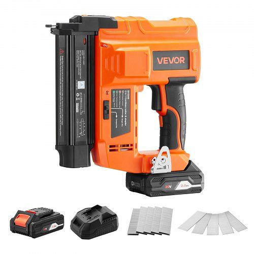 VEVOR 2 in 1 18 Gauge Akku-Nagler/Tacker 20V, 100 Nägel/min, inkl. 500 Nägel, 500 Klammern, 2.0 Ah Akku, Ladegerät, Orange, DDBLDDQ2H12IZEMT6001V2