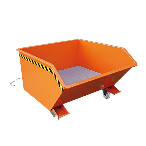 Eichinger Industrie Spänebehälter mit Lochblech-Boden und Ablasshahn, 1000 kg, 500 Liter, reinorange, 20440800000000