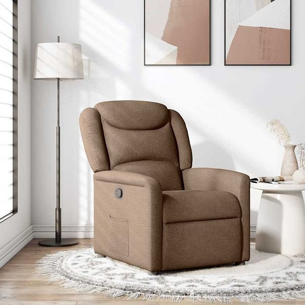 vidaXL Relaxsessel Braun Stoff, manuelle Liegefunktion, 4015600