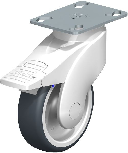 Blickle LWKX-TPA 101G-FI-PX25 Kunststoff-Lenkrolle WAVE, rostfrei, mit Anschraubplatte & Feststeller, Thermoplastisches Gummi-Elastomer, Grau, 744729