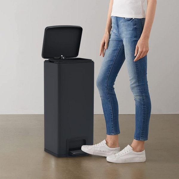 vidaXL Mülleimer mit Pedal Anti-Fingerabdruck 30 L Schwarz Edelstahl, 149573
