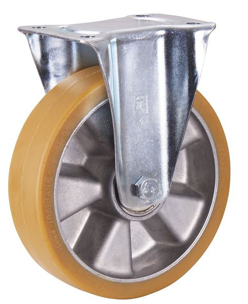 VARIOfit Bockrolle Polyurethan, 200 x 50 mm, 92° Shore A, fest aufvulkanisierte Polyurethanlauffläche, bpt-200.001