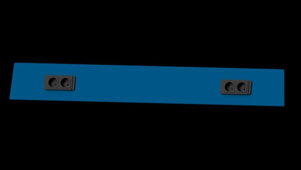 ANKE Werkbänke Energiekanal Systemaufbau, 1190 x 64 x 150 mm, RAL 5010, Doppelsteckdose rechts und links, 970.052