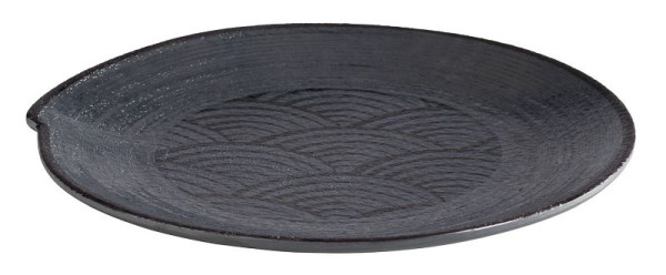 APS Teller -DARK WAVE-, Ø 22 cm, Höhe: 2 cm, Melamin, innen: Dekor, außen: schwarz, 84908