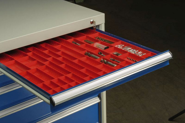 KLW Muldeneinsatz aus Kunststoff 4-teilig, rot 150 x 150 x 29 mm, Muldenbreite: 31 mm, 15/M154