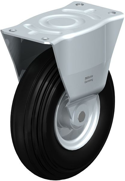 Blickle B-V 256K Stahlblech-Bockrolle, mittelschwere Ausführung, mit Anschraubplatte, Vollgummi, Schwarz, 571612