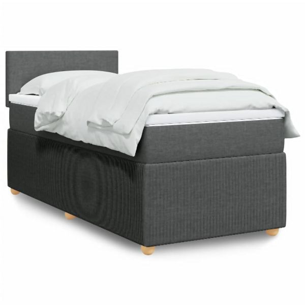 vidaXL Boxspringbett mit Matratze Dunkelgrau 80x200 cm Stoff, 3289577