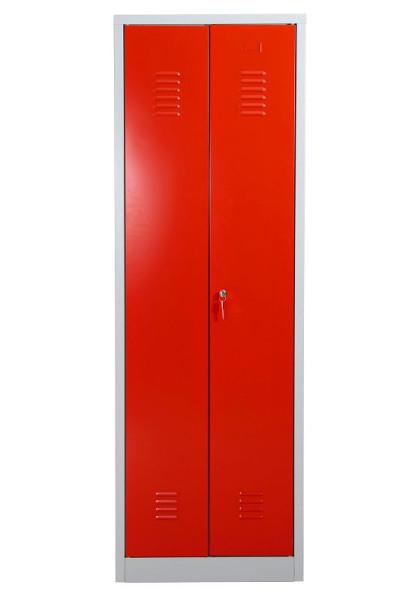 Gürkan Putzmittelschrank, 50 x 60 x 180 cm, Lichtgrau, Feuerrot, EU Zylinderschloss, links 5 Fächer, CLC/FD.1860, 112122