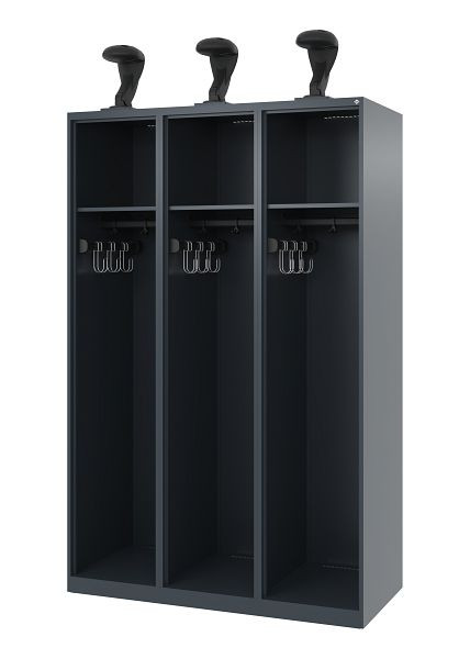 C+P Feuerwehrspind Evolo, Modell EXPERT, 3 Abteile, H1850B1200T500 mm, Anthrazit, Helmhalter, 0491015-32 S10004