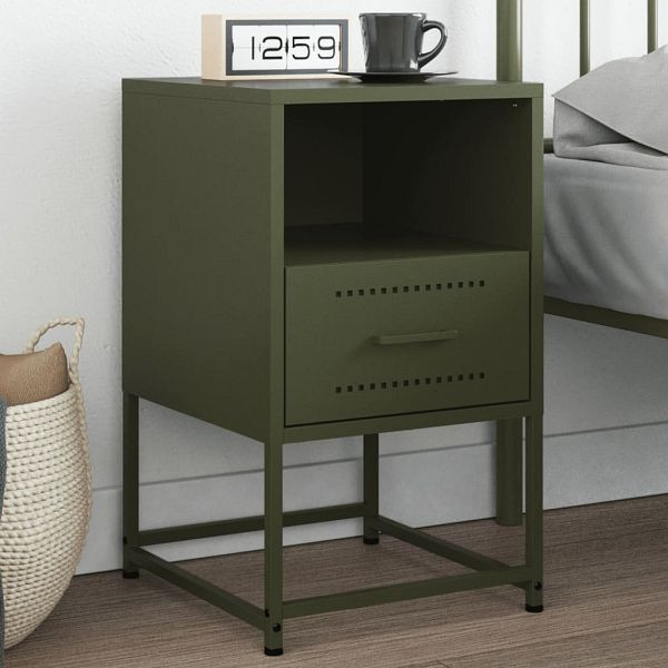 vidaXL Nachttisch Olivgrün 36x39x60,5 cm Stahl, 846562, 8721102634451