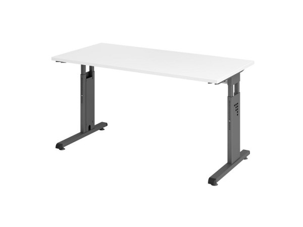 Hammerbacher Schreibtisch OS614, 140 x 67 cm, Platte: Weiß, 25 mm dick, 2 mm ABS-Kante, Rechteckform, Graphit, VOS614/W/G
