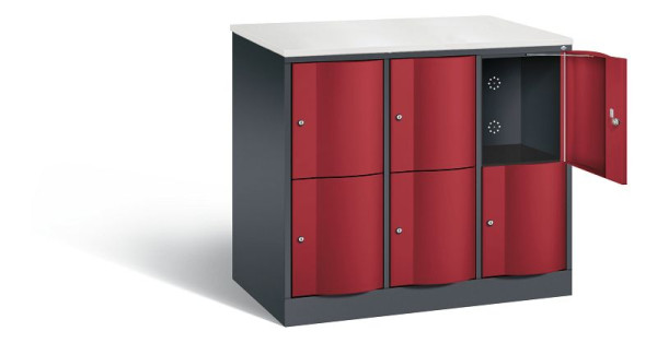 C+P XL-Schließfachschrank Resisto, H1077xB1148xT640mm, Farbe: Schwarzgrau / Rubinrot, 8472-373 S10052
