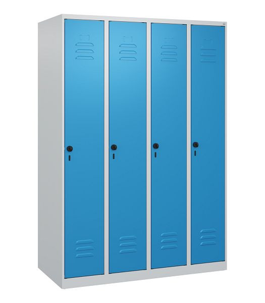 C+P Umkleidespind Classic PLUS mit Mitteltrennwand, 4 Abteile, 1700x1200x500mm, 7035/5012, Drehriegel, 0800007-40F S10004