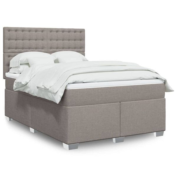 vidaXL Boxspringbett mit Matratze Taupe 140x190 cm Stoff, 3292801