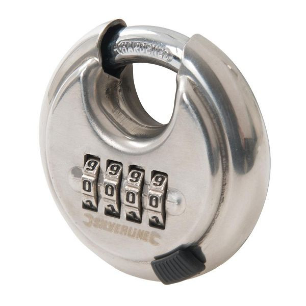 Silverline Vorhänge-Rundschloss aus Edelstahl mit vierstelliger Ziffernkombination, 70 mm, 926157