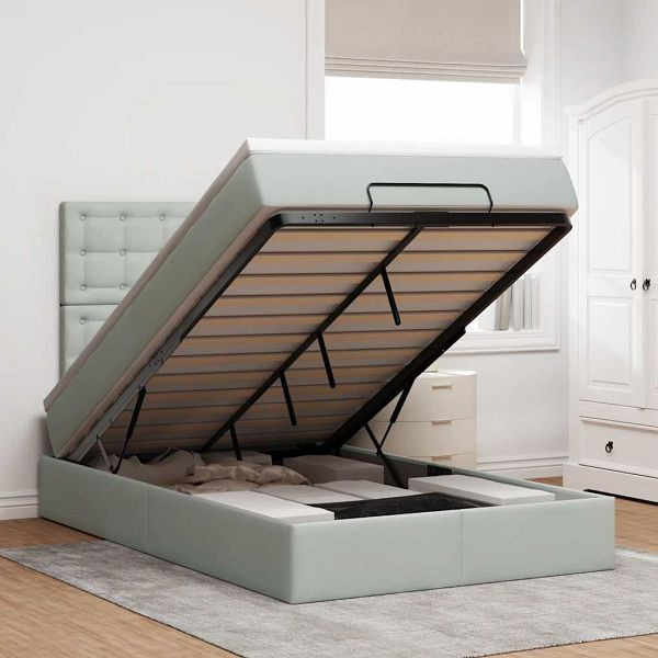 vidaXL Ottoman-Bett mit Matratzen Hellgrau 120x190 cm Samt, 3313601