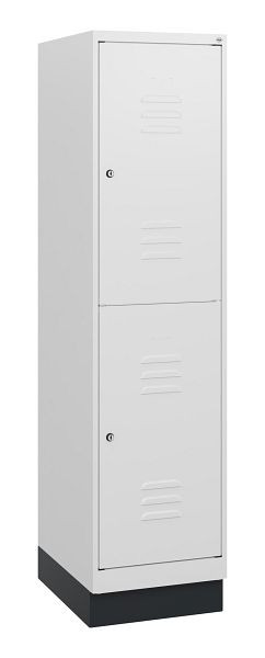 C+P Doppelstöckiger Spind Classic PLUS, Sockel, 1630x400x500mm, 9016/9016, Zylinderschlösser, 0803205-12 S10044