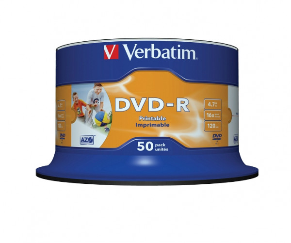 Verbatim DVD-R AZO 4.7GB 16X 50er Spindel bedruckbar, 43533