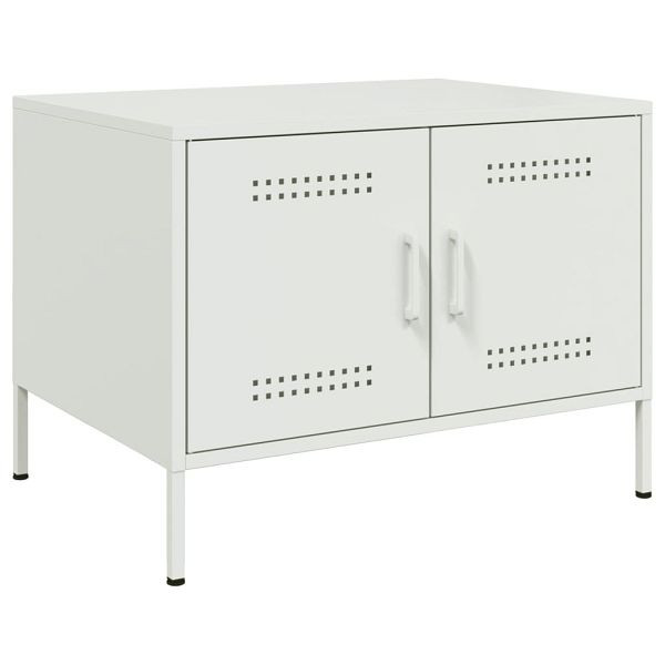 vidaXL Couchtisch Weiß 68x50x50,5 cm Kaltgewalzter Stahl, 843035