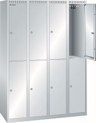 LISTA Garderobenschrank (BxTxH) 1200x500x1700mm 4x2 Fächer, glatte Tür, Farbe: Lichtgrau, Zylinderschloss, 94.474.020