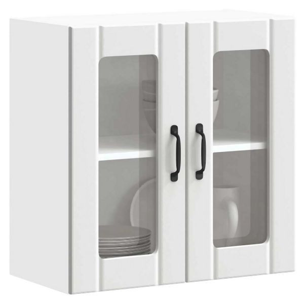 vidaXL Küchen-Hängeschrank mit Glastür Lucca Weiß Holzwerkstoff, 853907