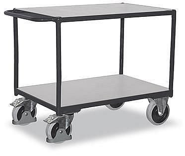 VARIOfit Schwerer ESD Tischwagen mit 2 Ladeflächen, Außenmaße: 1.390 x 800 x 920 mm (BxTxH), sw-800.562