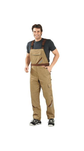 Planam Highline Latzhose, khaki/braun/zink, Größe 28, 2334028