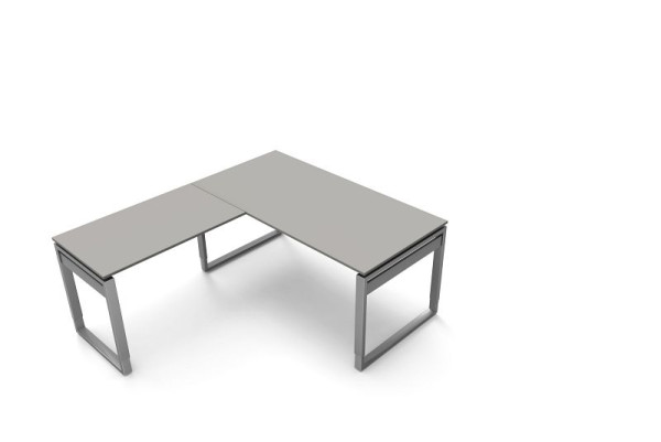 Kerkmann Schreibtisch B 1600 x T 800 x H 680-820 mm mit Anbautisch, Form 5, Farbe: Grafit, 11404312