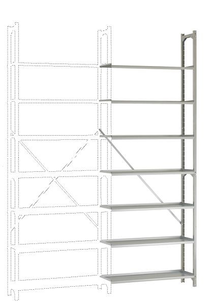 Manuflex Archiv-Anbauregal mit 7 Stahlböden, HxBxT = 2600 x 960 x 300 mm, RA2472