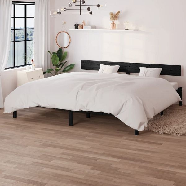 vidaXL Massivholzbett Schwarz Kiefer 180x200 cm, 810166