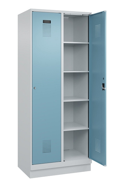 C+P Wäsche-Spind Evolo PLUS, mit Sockel, 2 Abteile, 1950x800x500mm, 7035/0010, Verschluss Zylinderschloss, Ablageböden 8, 049020-22B S10036