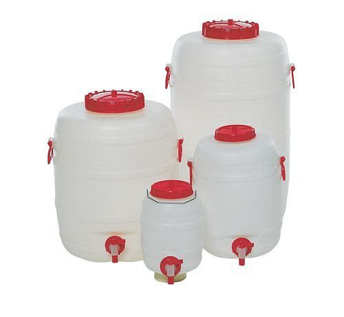 DENIOS Kunststoff-Fass mit Auslaufhahn, 15 Liter Volumen, 117935