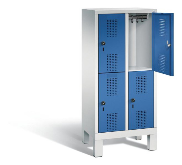 C+P Kindergarten-Spind doppelstöckig Evolo, H1350xB610xT300mm, Farbe: Lichtgrau / Enzianblau, 483103-20 S10036